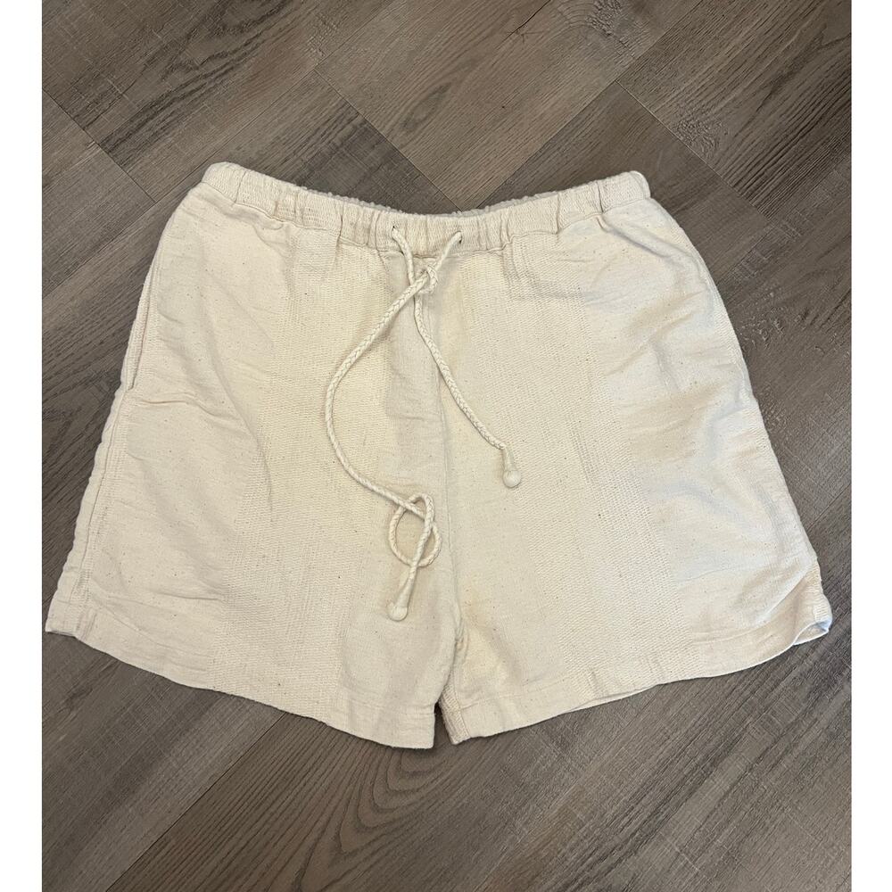 Umber & Ochre Handwoven Cotton Cream Shorts